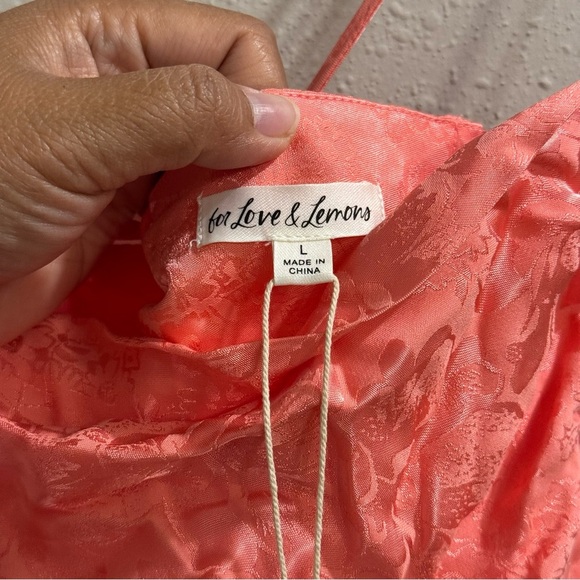 For Love and Lemons Large Pink Gabrielle Satin Mini Dress Party Event Cocktail - Picture 5 of 9